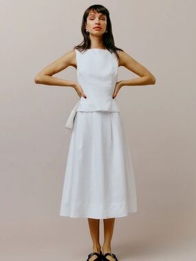 Reformation SKIRT ONLY White Moya Linen Two-piece Set